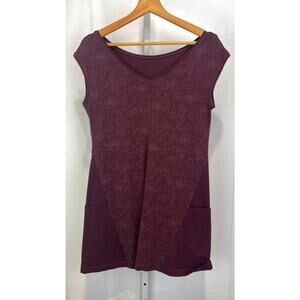 MAGGIES ORGANICS Cap Sleeve Tunic Top Reversible Organic Cotton Wine Red L